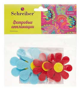 Набор для творчества, Tukzar, Фетровые аппликации Цветы, пакет 12*10см, в ассортименте
