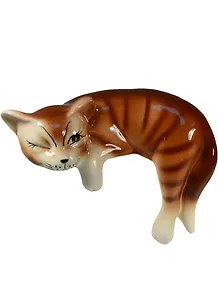 Фигурка керамика Кот Ленивец лежит рыжий (12 см) (748946)