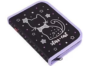 Пенал школьный 1отд. "Звездный котик" 19*13см, 3D лак
