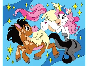 Холст с красками по номерам. Сказочные единороги, 20х25 см