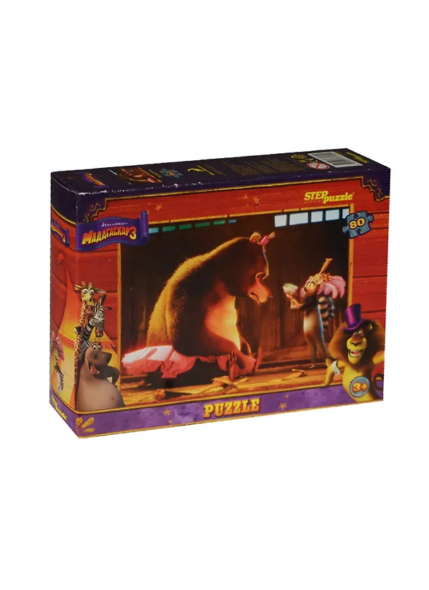 Пазл 80 DreamWorks Мадагаскар3 (77134) (16,5х23см) (3+) (коробка) (в блоке 32шт) 2485097 — 1