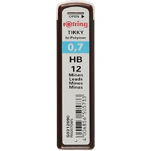 Грифели 0,7мм 12шт "Rotring Tikky" HB, Rotring