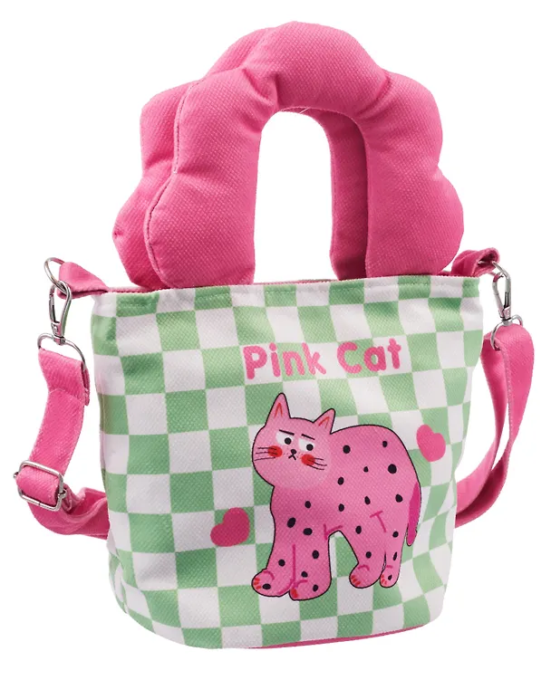 Сумка с волнистой ручкой Pink Cat (текстиль) (20х16) (12-Lanxi-A12) 3127827 — 3