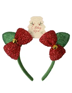 Ободок новогодний Банты с бубенчиками (текстиль) (12-6142-HNY15)