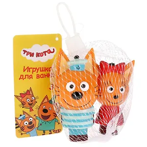 Игрушка пластизоль для ванны «Капитошка» Три кота (Карамелька и Коржик) в сетке