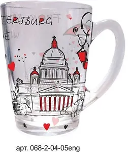 Сувенир АКМ Кружка стекло From SPb with love 320мл, без упаковки