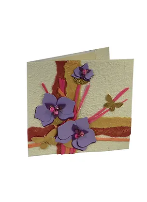 Открытки ручной работы "Сиреневые Орхидеи" 19,5*12 см из бумаг ручного отлива 00008440 2392974