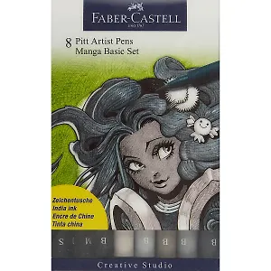 Ручки-кисточки капиллярные «Manga», оттенки серого, Faber-Castell, 8 штук