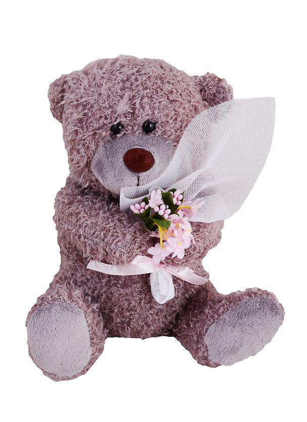 Игрушка мягкая Fluffy Family Мишка с букетом, 20см 681559 2783324 — 1