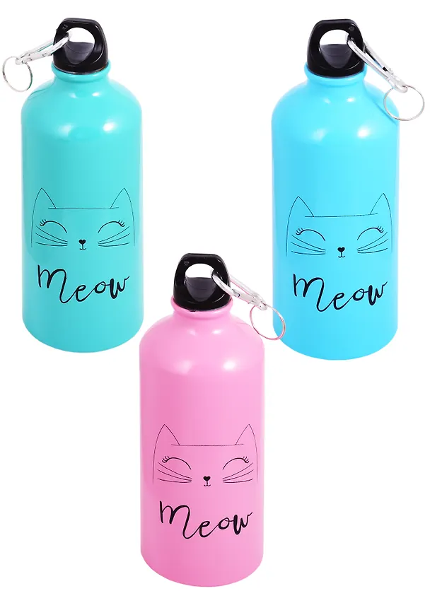 Бутылка с карабином Котик Meow (металл) (600мл) (12-16107-A600-A1) 2820159 — 3