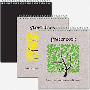 Блокнот для зарисовок А5+ (170*200) 20л Полином SKETCHBOOK BLACK на спирали