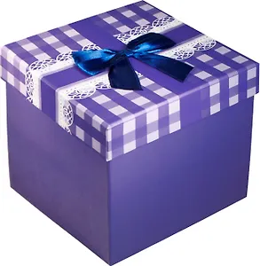 Коробка подарочная "Бант на синей клетке" 16*16*16см