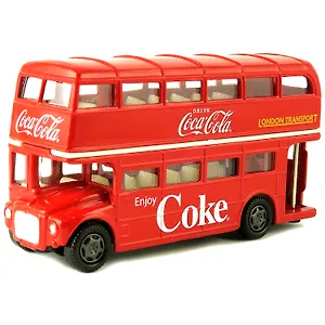 464001 Машинка литая коллекционная Motor City Classics - Die-сast модель по лицензии Coca-Cola London Double Decker Bus, масштаб 1:64