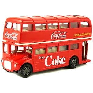 464001 Машинка литая коллекционная Motor City Classics - Die-сast модель по лицензии Coca-Cola London Double Decker Bus, масштаб 1:64 3170873