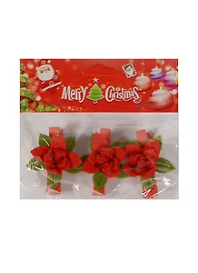 Новогодний Набор из 3-х прищепок 3D-роза в пакете с хедером (11069723) (12х10см)