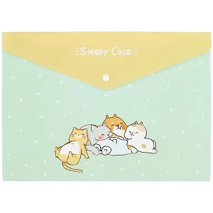 Папка-конверт А4 на кнопке "Sleepy Cats"