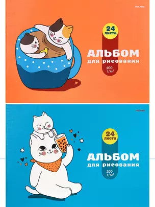 Альбом для рисования "Кошка и котёнок", А4, 24 листа, в ассортименте — 3030047 — 1