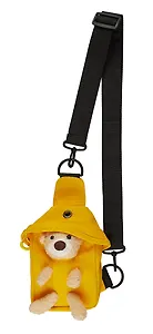 Сумочка на молнии с ремнем Мишка (желтая) (19х12х6) (текстиль) (12-23827-SH21)