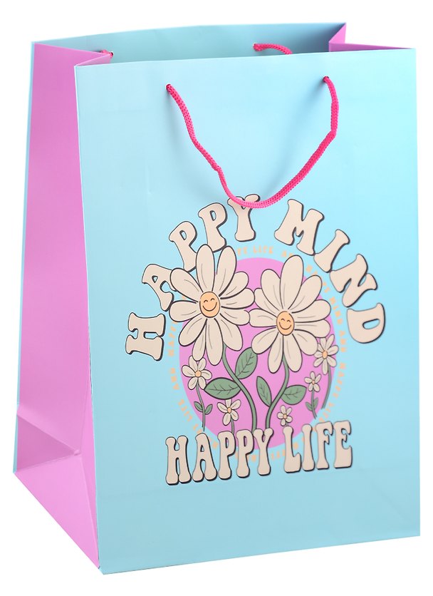Пакет А4 32*26*12,5 "Happy mind, happy life" нейтр. бум.мат.ламинат 2915719 — 1