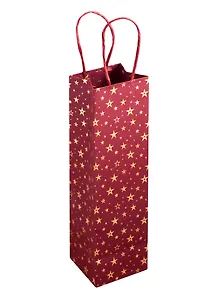 Пакет бутылочный 33*10*9 Звезды на бордо бум.мат.ламинат