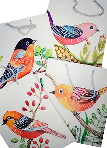 Пакет подарочный бумажный А4 26*32*12.5 "Маленькие птички", жен., мат. ламинат, Kairui