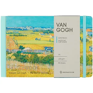 Скетчбук А5 80л "Van Gogh" 100г/м2, доп.листы крафт, тв. обложка, на резинке, Greenwich Line