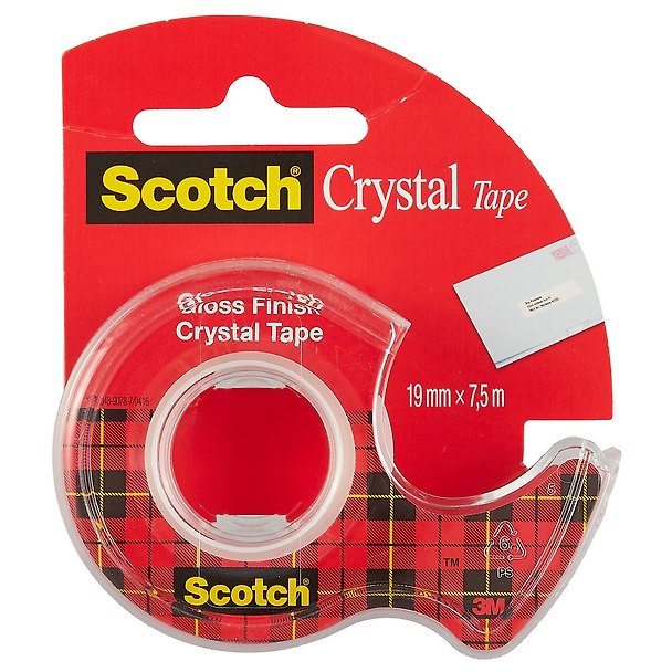 Лента клейкая кристально-прозрачная, 19 мм х 7.5 м «Crystal», Scotch 3M 205336 — 1