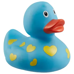 Игрушка для ванной, уточка резиновая FUNNY DUCKS "Уточка голубая в сердечках" (1042)