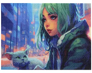 Алмазная мозаика (классическая) с подрамником, с полным заполнением "Зеленоглазые друзья", 30 х 40 см 3021536