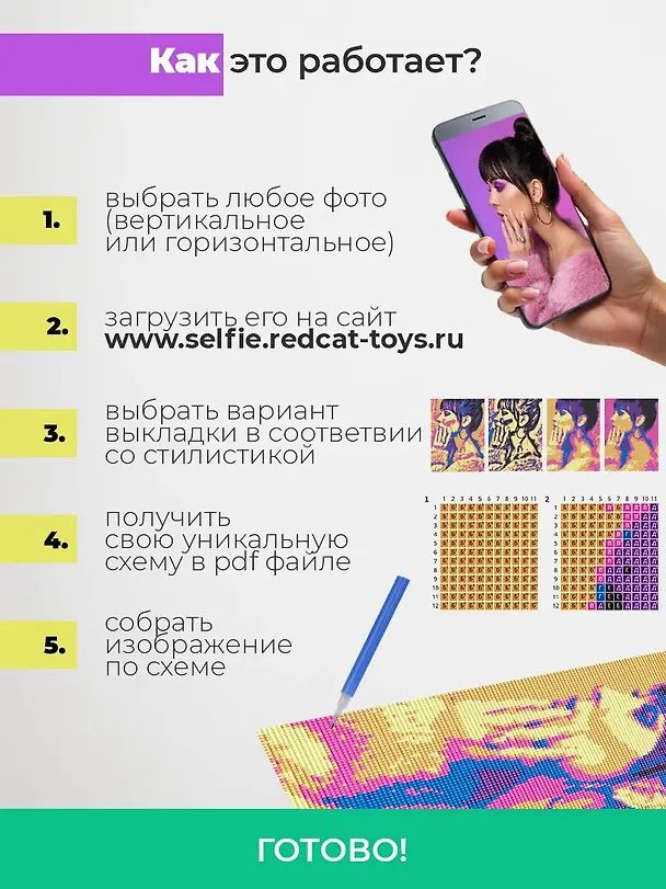 Алмазная мозаика 30х40 см. Серия "СЕЛФИКОНСТРУКТОР". 6 цветов. Поп-арт (Арт.СКА-2456) 3170947 — 4