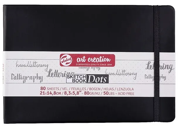 Скетчбук 21*14,8 80л тчк "Art Creation" 80г/м2, черн.тв.обл. , резинка 258638 — 1