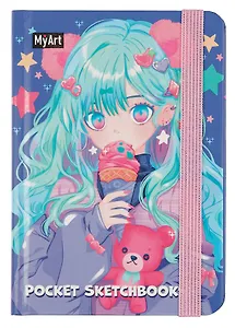 Скетчбук А6 48л "Pocket Скетчбук. Мой мишка" белый офсет, резинка, тв.обложка