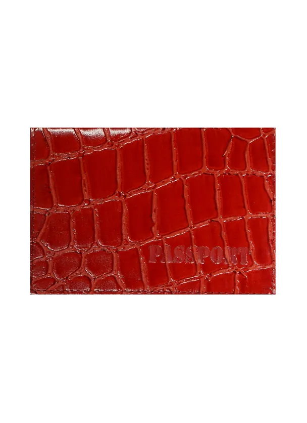 Обложка для паспорта нат.кожа "Croc" бордо, тип 2, Спейс 238622 — 1