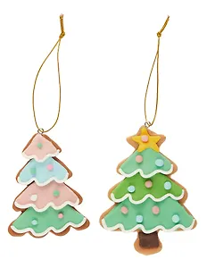 Набор новогодних подвесных украшений Пряничные елочки (2шт) (пластик) (ПВХ бокс) (7х10) (12-07253CR-2)