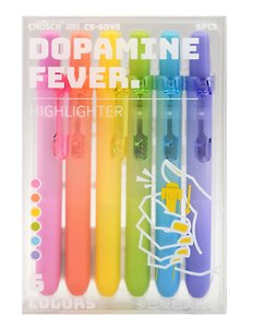 Текстовыделители 06цв "Dopamine fever" автоматические, ПВХ-уп., подвес