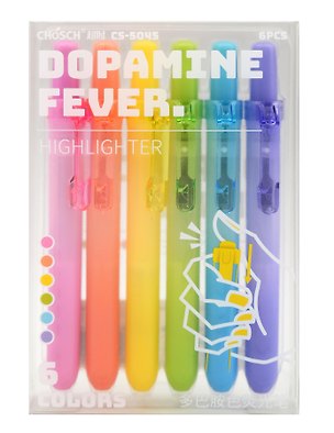 Текстовыделители 06цв "Dopamine fever" автоматические, ПВХ-уп., подвес 3167948