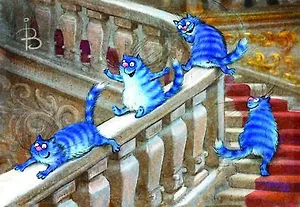 Открытка одинарная Эрмитажные коты Зенюк Р., 16*11см