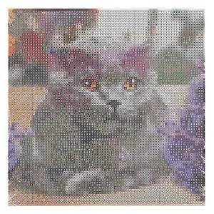 Алмазная мозаика (классическая) с подрамником, с полным заполнением, с квадратными стразами "Важный кот", 20 х 20 см