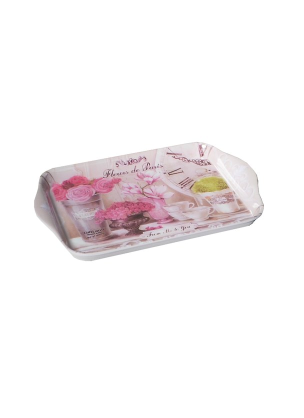 Поднос Парижские цветы (пластик) (20,8х14,2) (ML-002 Fleurs) 2405403 — 1