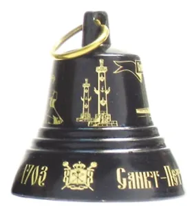Сувенир, АКМ, Колокольчик метал. с гравировкой и чернью Санкт Петербург №3 (H-42мм)