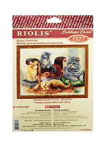 Набор для вышивания крестом Риолис Кошачья семья (1327) (651613) (40х30см) (упаковка)