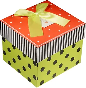 Коробка подарочная "Сердечки и горошек" красная крышечка 11*10*8.5см