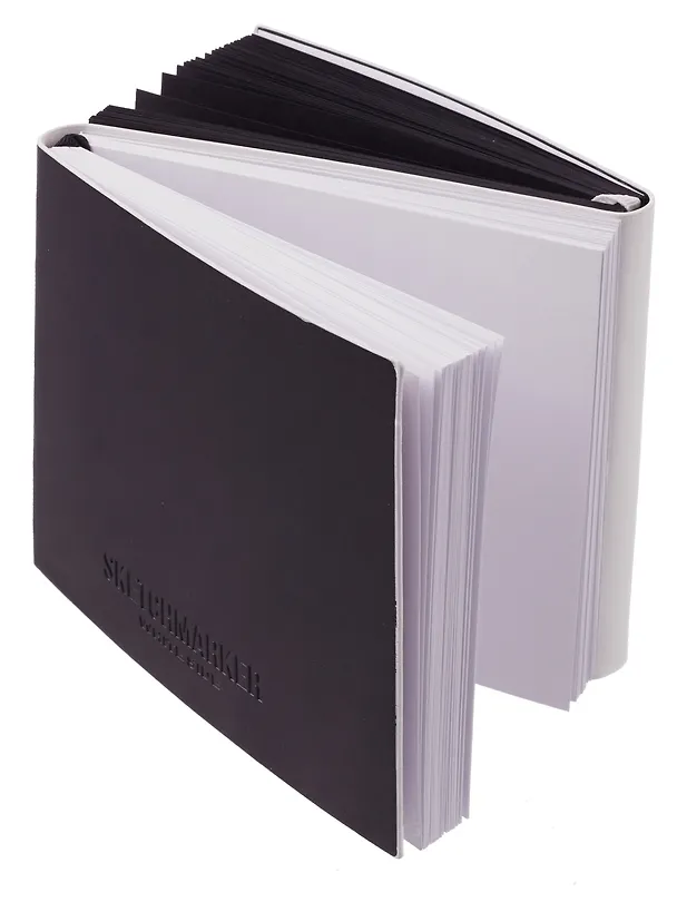 Скетчбук 12*12 60 л "Sketchmarker" Black&White черный, 140г/м2, черный вн. блок + 60 л белый, 140г/м2, белый офсет,  мягк. обл. 3129514 — 11