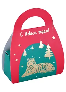 Конфеты С Новым годом (Тигр и елки) (золотое тиснение) (зеленый)