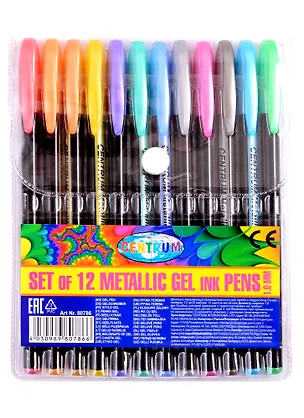 Ручки гелевые Centrum, Metallic, 12 цветов 1 мм 259249