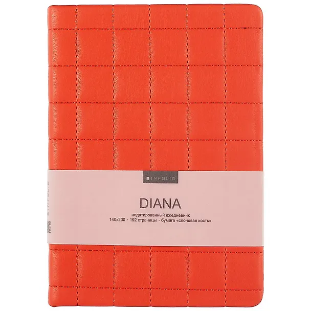 Ежедневник недатированный «Diana» А5, красный, 96 листов, экокожа, InFolio 2944661 — 1