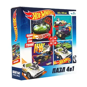 Пазл Суперкар Hot Wheels. Набор. 4в1 9-16-25-36 элементов 05853