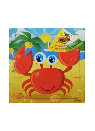 Пазл малый квадратный Веселый крабик (507163) (9 элементов) (дерево) (3+) (упаковка) 2475310
