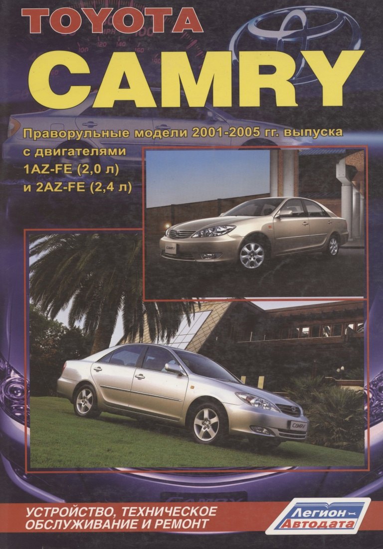 

Тойота Камри. Модели 2001-2005 гг. выпуска с двигателями 1AZ-FE (2,0 л), 2AZ-FE (2,4 л), 1MZ-FE (3,0 л), 1MZ-FE (3,0 л VVT-i) и 3MZ-FE (3,3 л VVT-