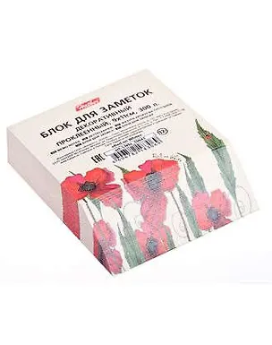 Блок бумаги 9*11см Hatber/Хатбер Red on White с косым срезом на склейке 325588